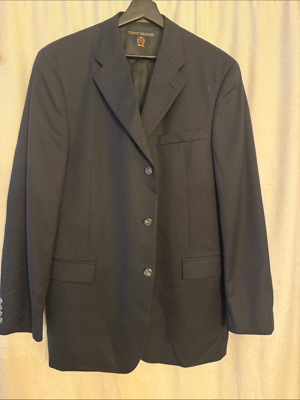 Tommy Hilfiger 44L Black 100% Wool 3 Button Sport Coat Blazer Dillard’s